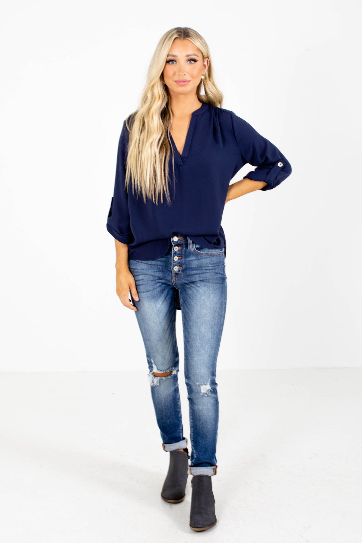 Navy Blouse Boutique Clothing For Women