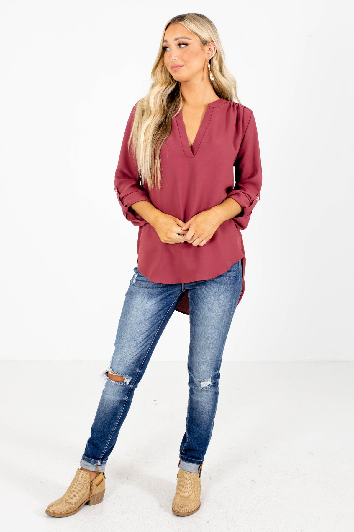 Red Blouse Women Boutique Clothing