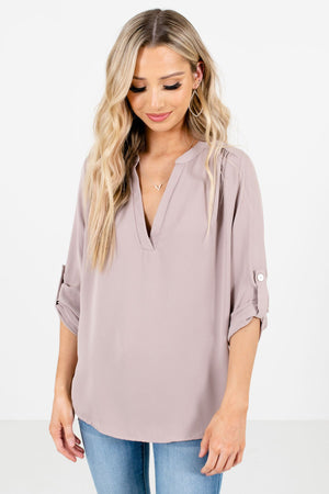 Women’s Taupe Brown Lightweight Boutique Blouses for Women
