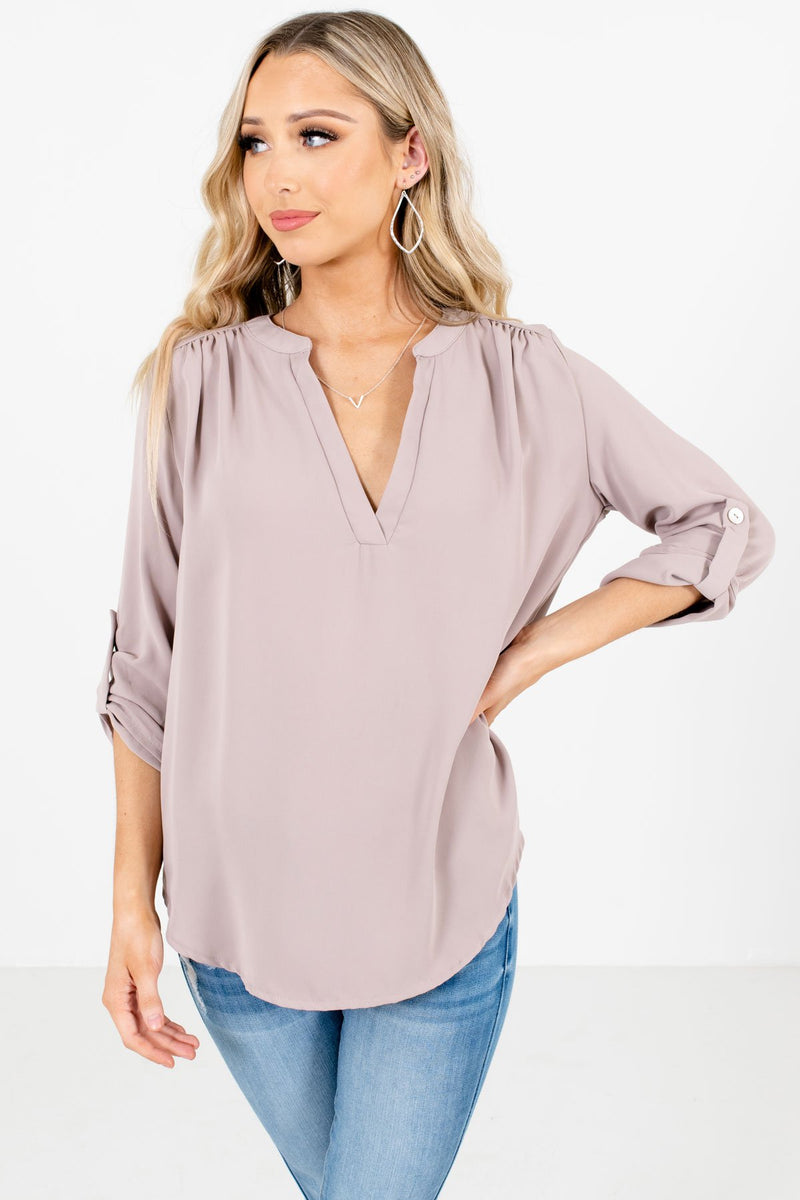 Busy Woman Taupe Brown Blouse