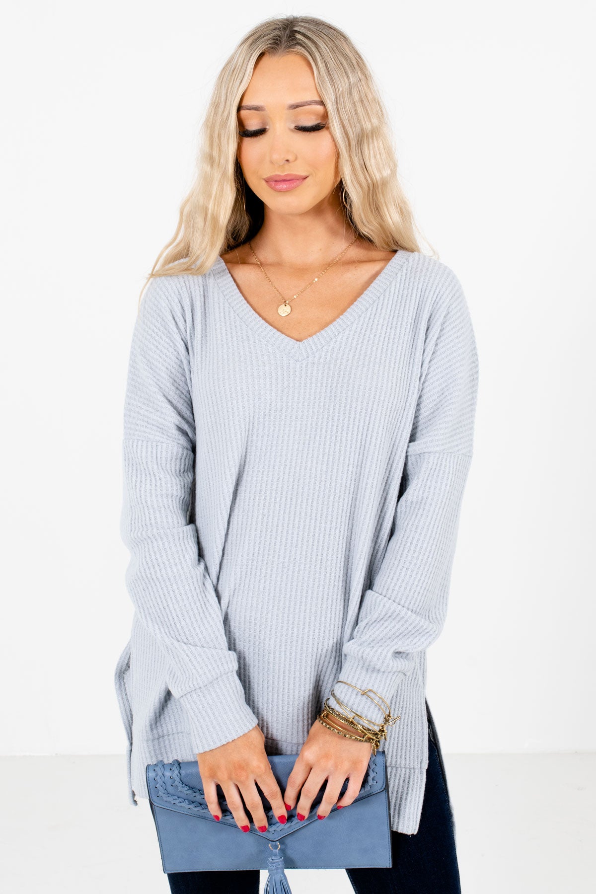Women’s Gray Casual Everyday Boutique Tops