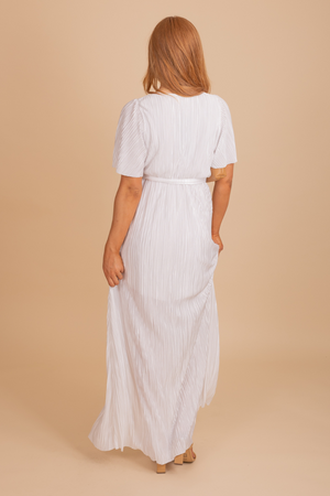 women's white ribbed special occasion maxi dress