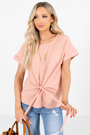 Pink Tie Front Detail Boutique Tops for Women