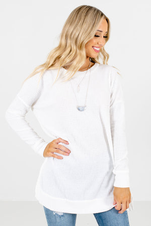 Women's White Warm and Cozy Boutique Tops