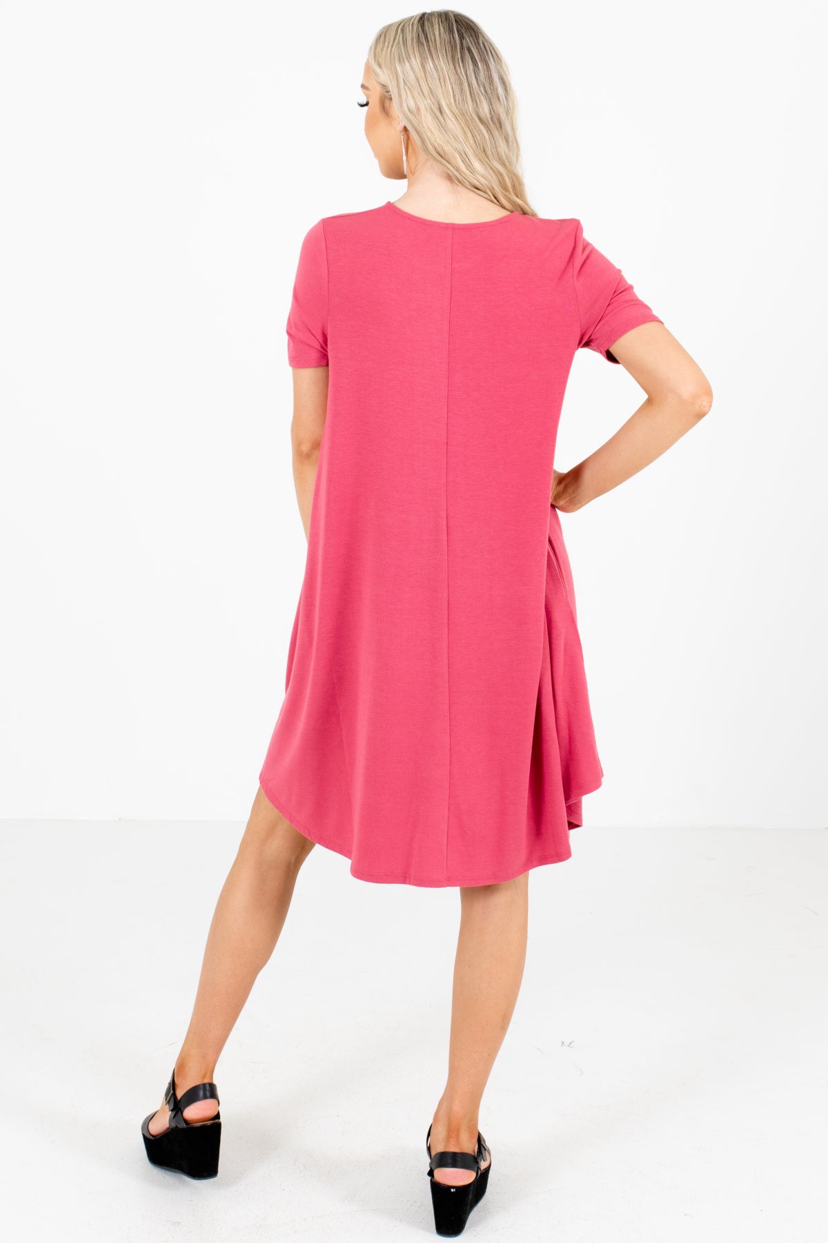 Women's Pink Casual Everyday Boutique Knee-Length Dresses