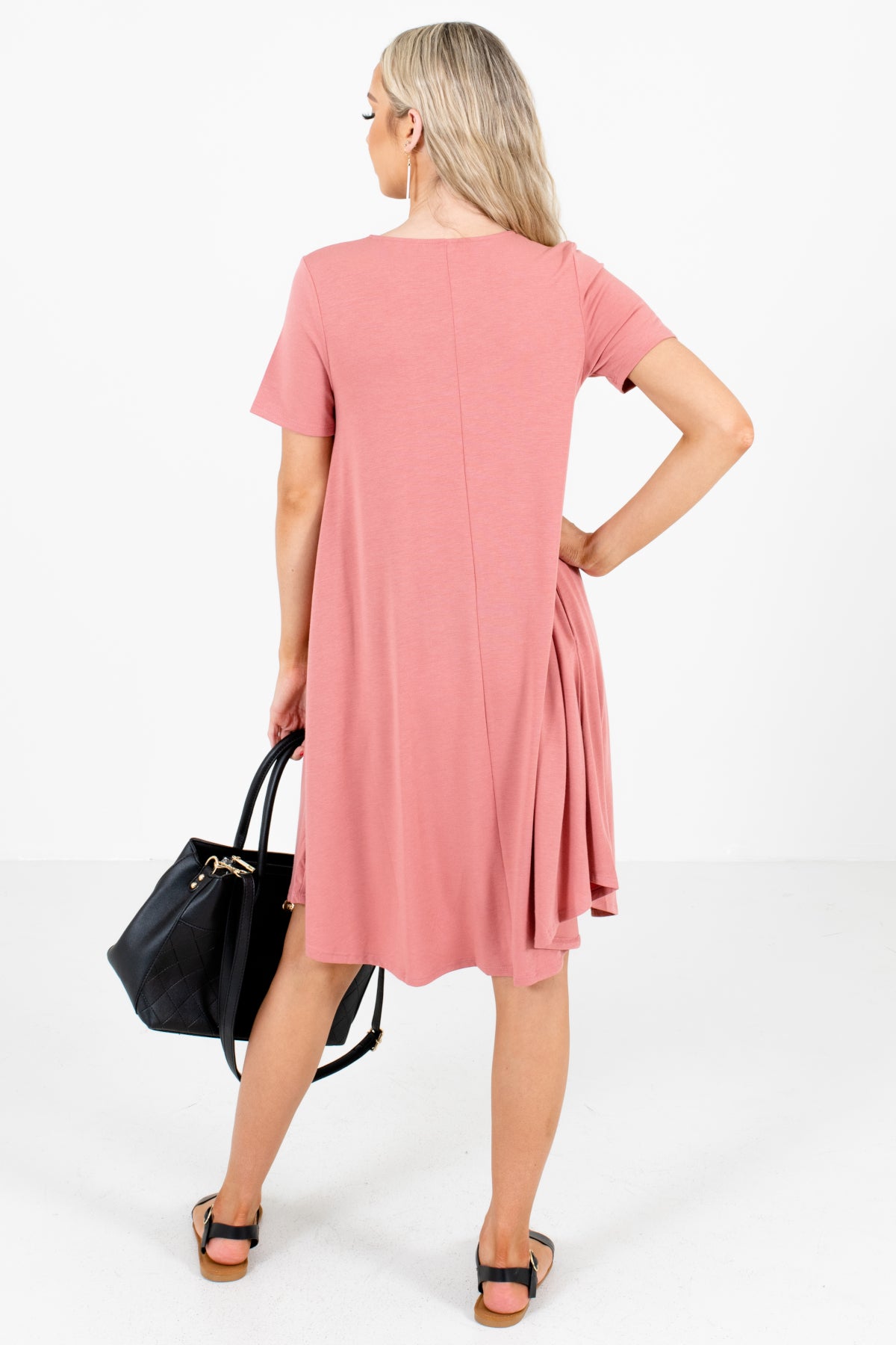 Women's Pink Flowy Silhouette Boutique Knee-Length Dress
