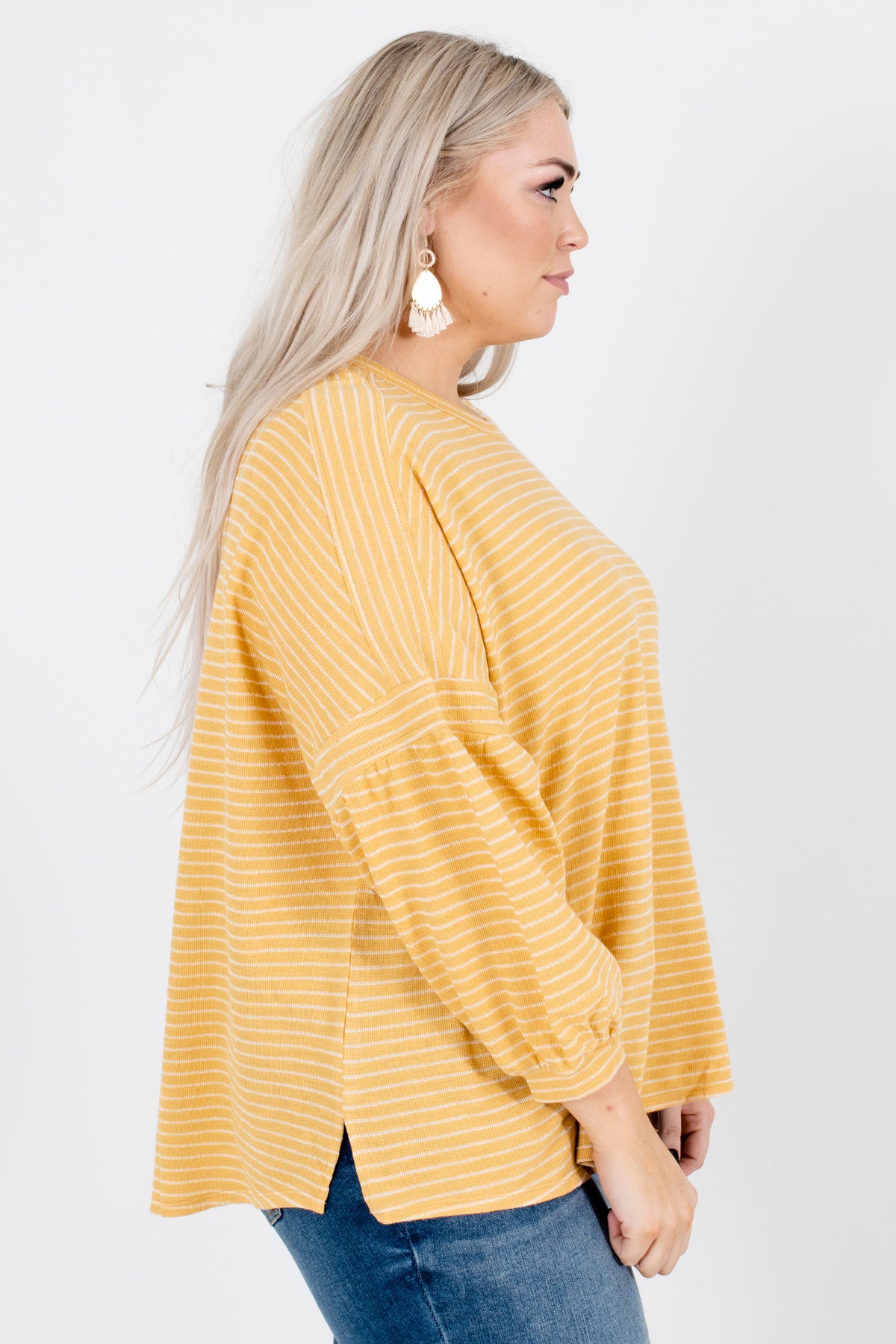 Casual Conversation Yellow Striped Top
