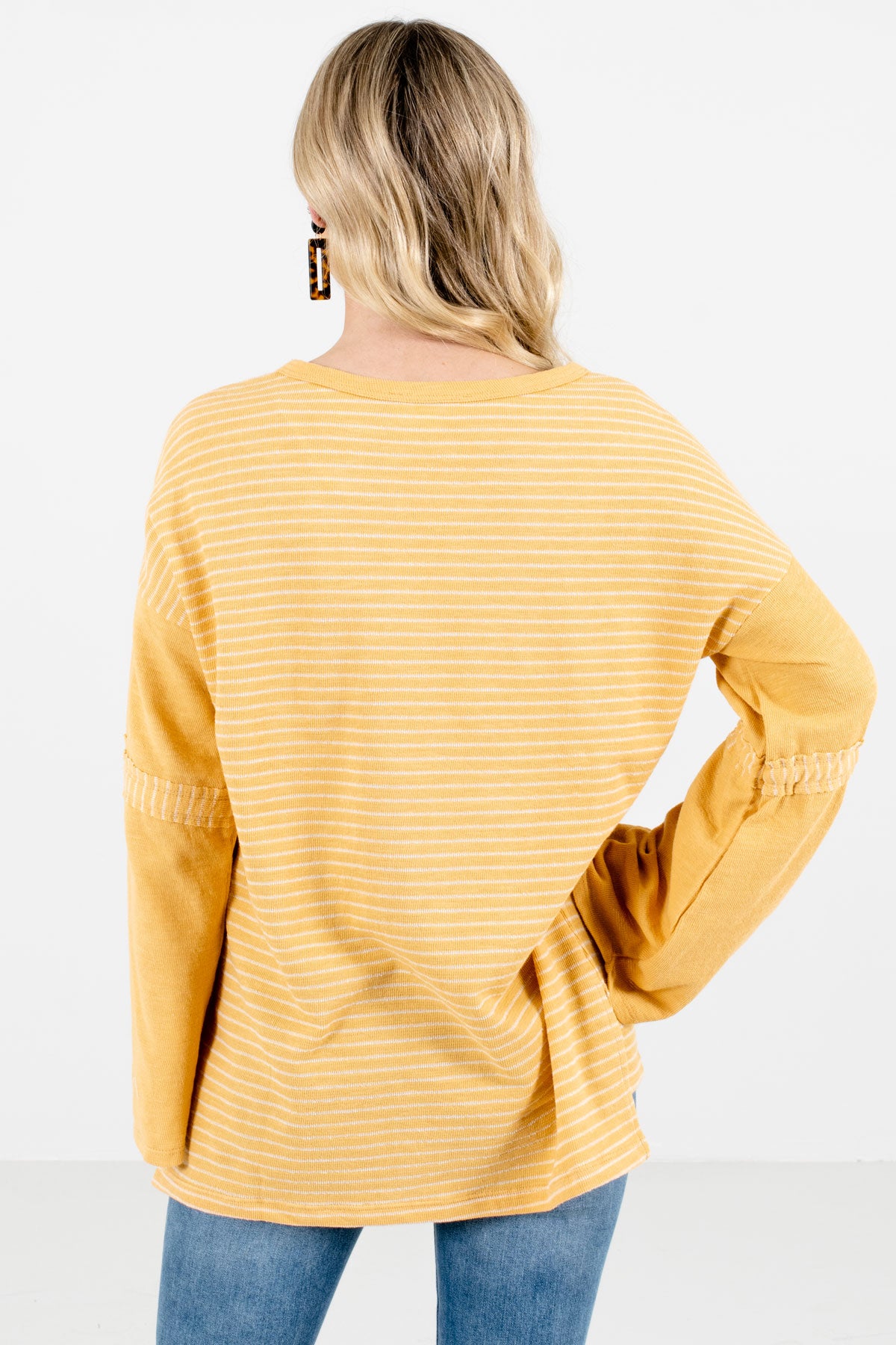 Women's Yellow Wide Bell Sleeve Boutique Tops