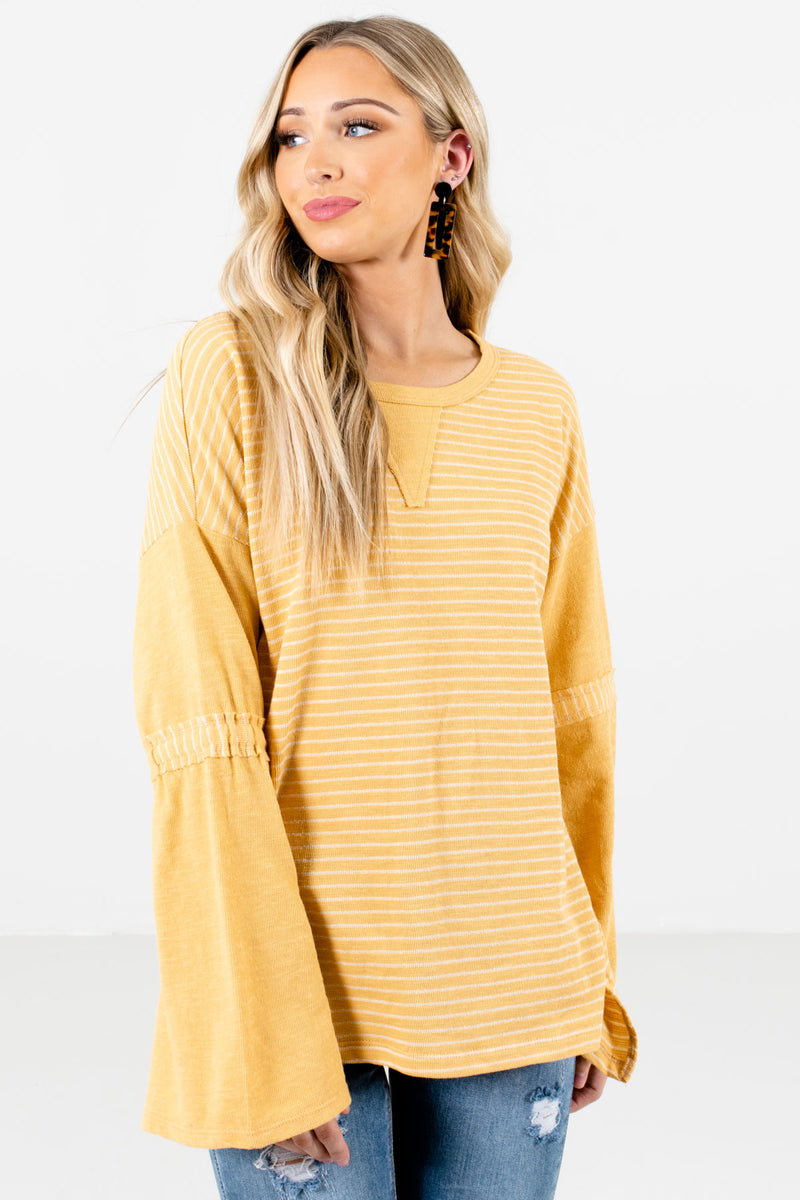 Casual Date Yellow Striped Top