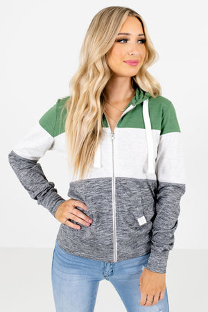 Green Multicolored Color Block Patterned Boutique Jackets for Women