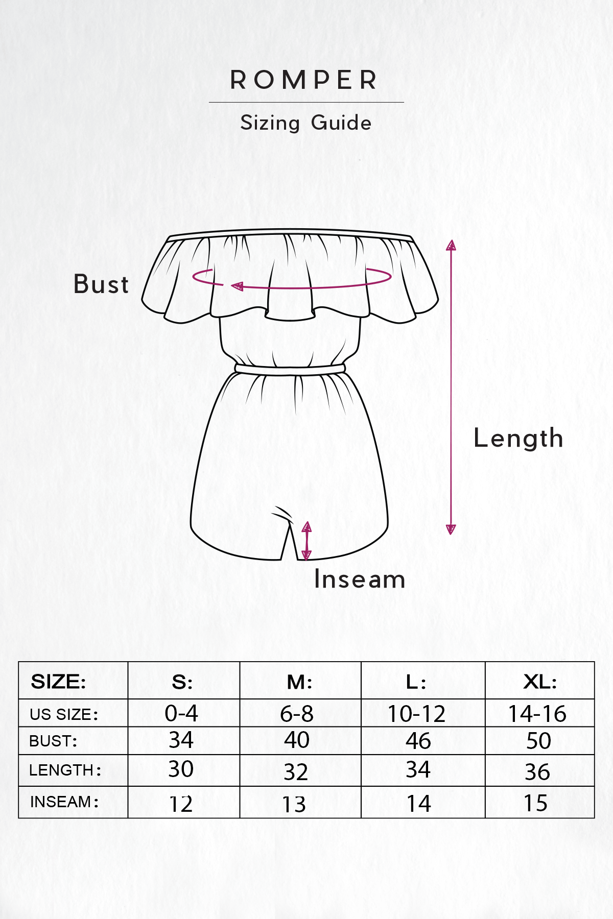 romper sizing guide
