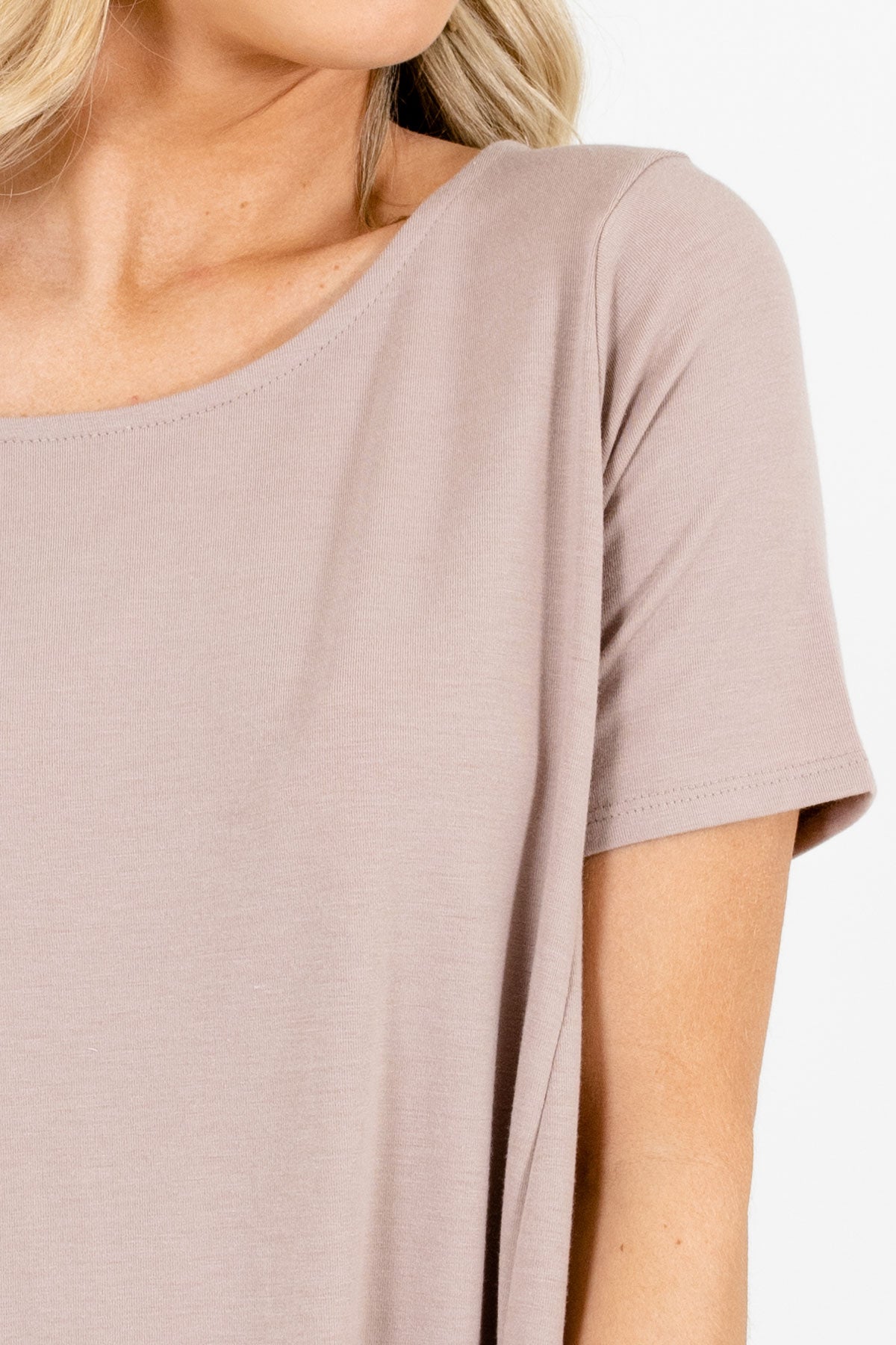 Taupe Brown Cute and Comfortable Boutique Tops for Women 