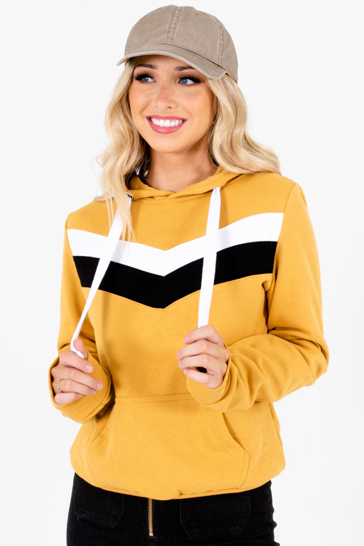 Mustard Yellow Cute and Comfortable Boutique Hoodies for Women