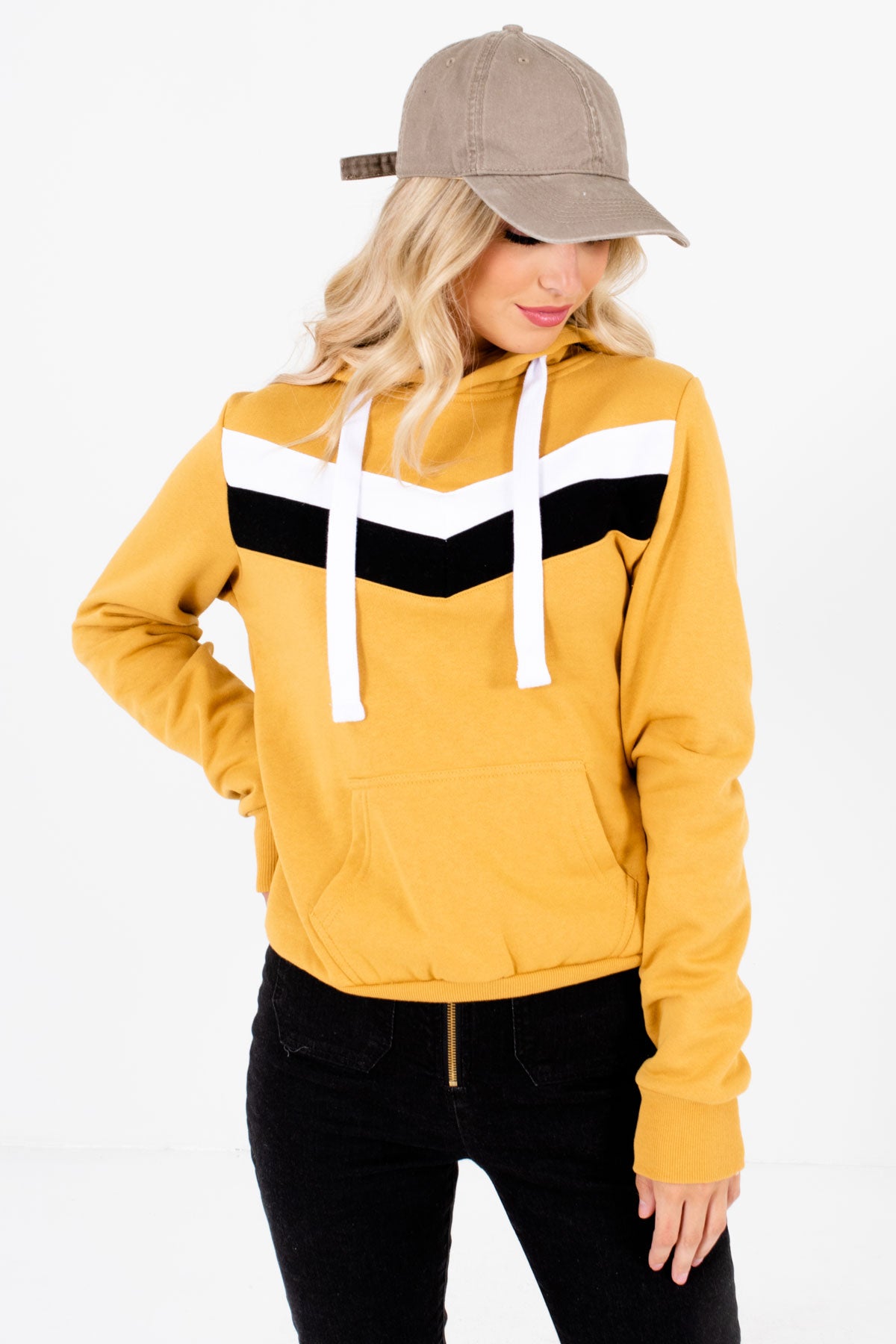 Women’s Mustard Yellow Fleece-Lined Boutique Hoodie