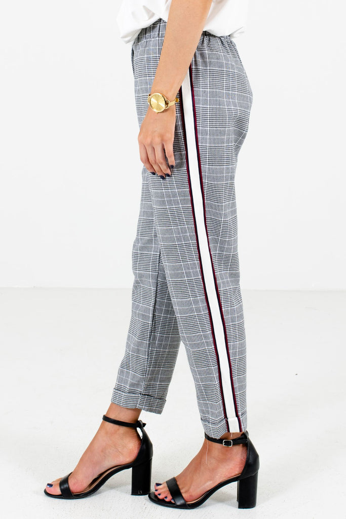 Womens plaid pants deals with side stripe