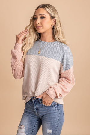 Ribbed textured women's boutique pullover