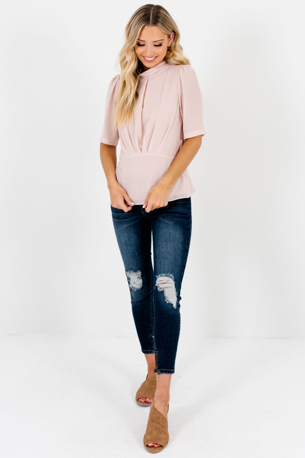 Blush Pink Cute and Comfortable Boutique Blouses for Women