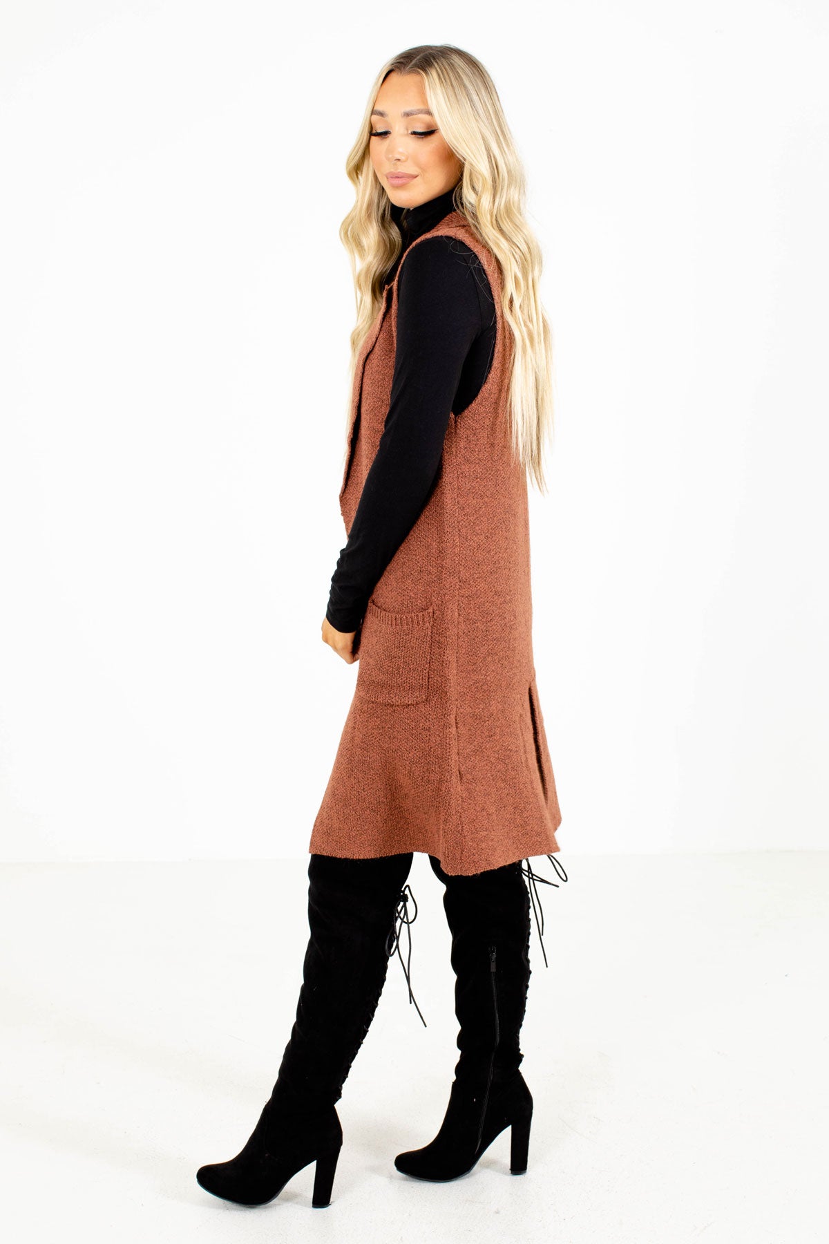 Long Cardigan Vest with Buttons