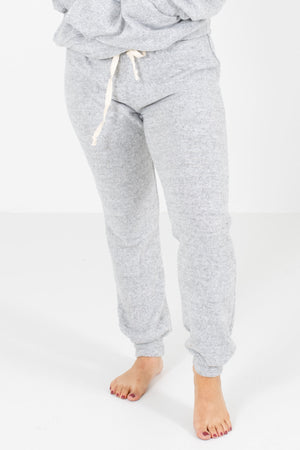 Heather Gray Drawstring Elastic Waistband Boutique Joggers for Women