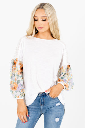 White Bishop Style Sleeve Boutique Blouses for Women