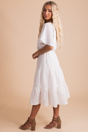 Women's Tiered Midi Dress in White