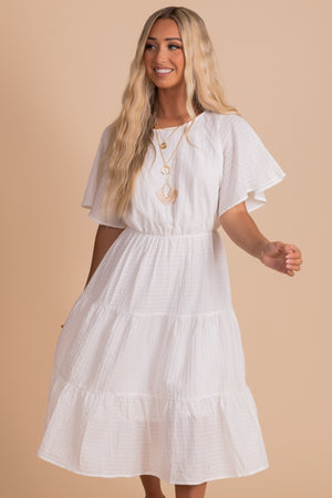 White Midi Dress for Women
