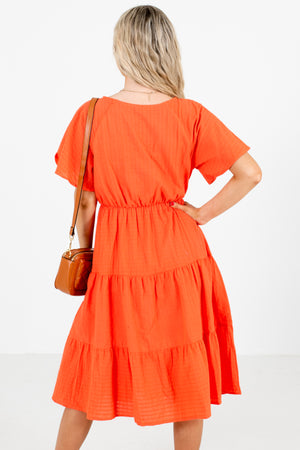Women's Coral Casual Everyday Boutique Knee-Length Dress