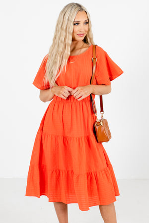 Coral Short Sleeve Boutique Knee-Length Dresses for Women