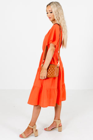 Women's Coral Short Sleeve Boutique Knee-Length Dress