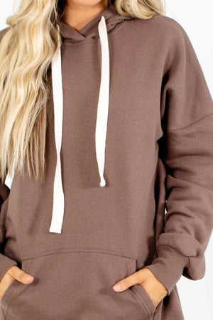 Women's Brown Long Sleeve Boutique Hoodie