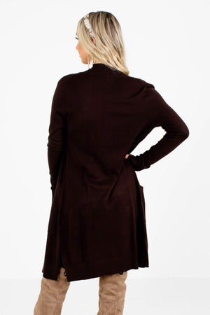 Women's Brown Long Sleeve Boutique Cardigan