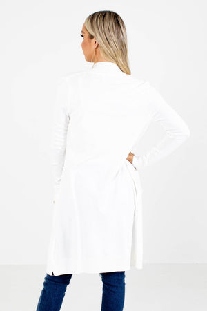 Women's White Long Sleeve Boutique Cardigan