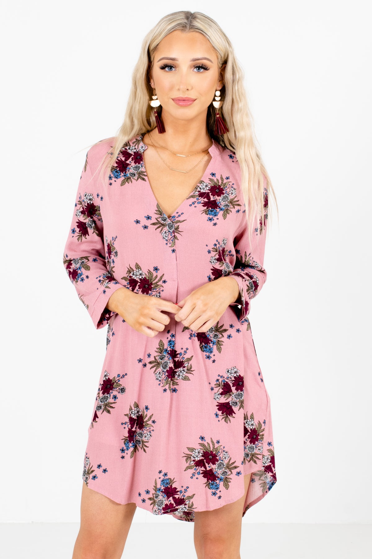 Pink High-Quality Lightweight Material Boutique Mini Dresses for Women
