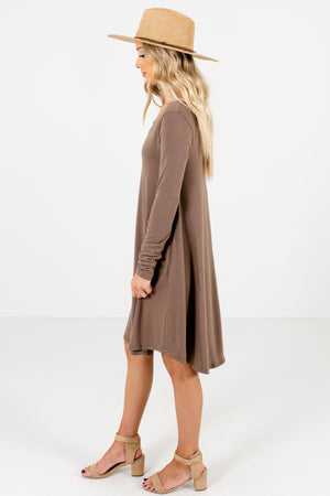 Brown Boutique Mini Dresses with Pockets for Women