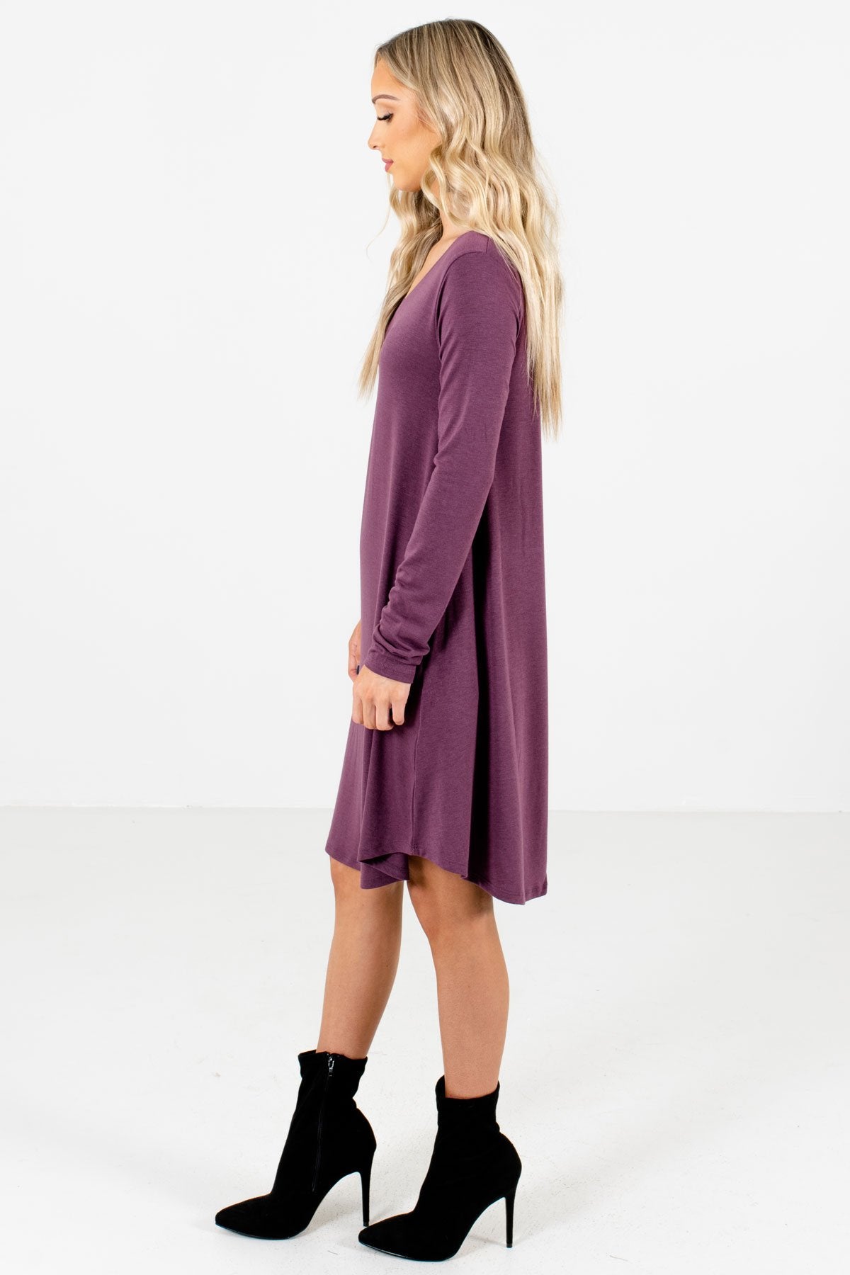 Purple Boutique Mini Dresses with Pockets for Women