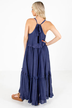 Navy Blue Partially Lined Boutique Maxi Dresses for Women