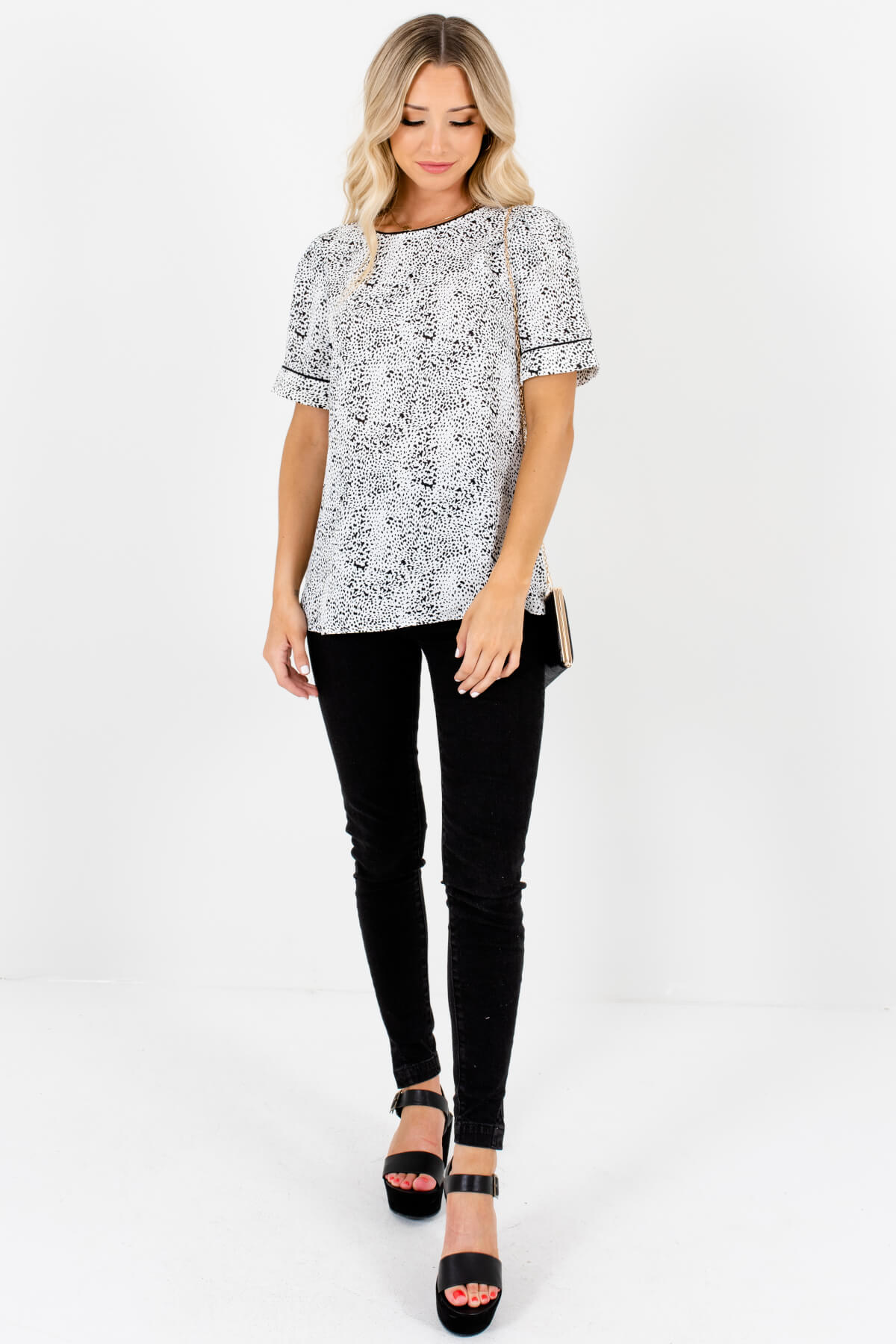 White Black Cheetah Print Tops Affordable Online Boutique
