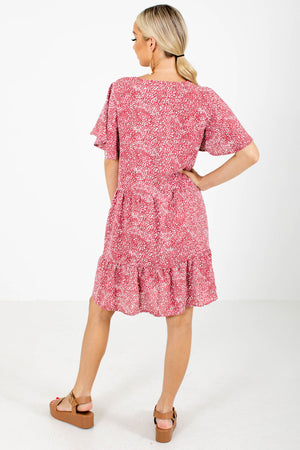Women's Pink Button-Up Bodice Boutique Mini Dress