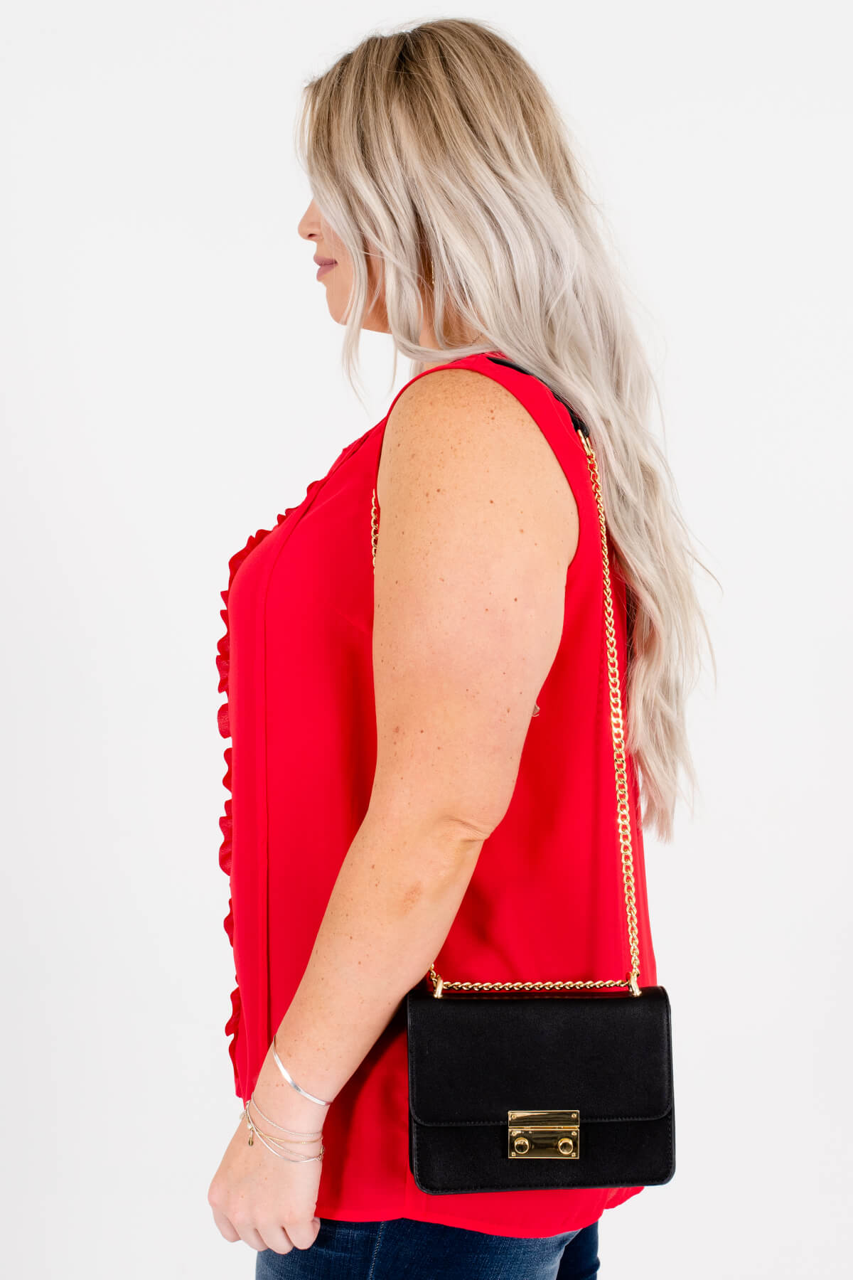 Women's Red Lightweight High-Quality Boutique Plus Size Tops