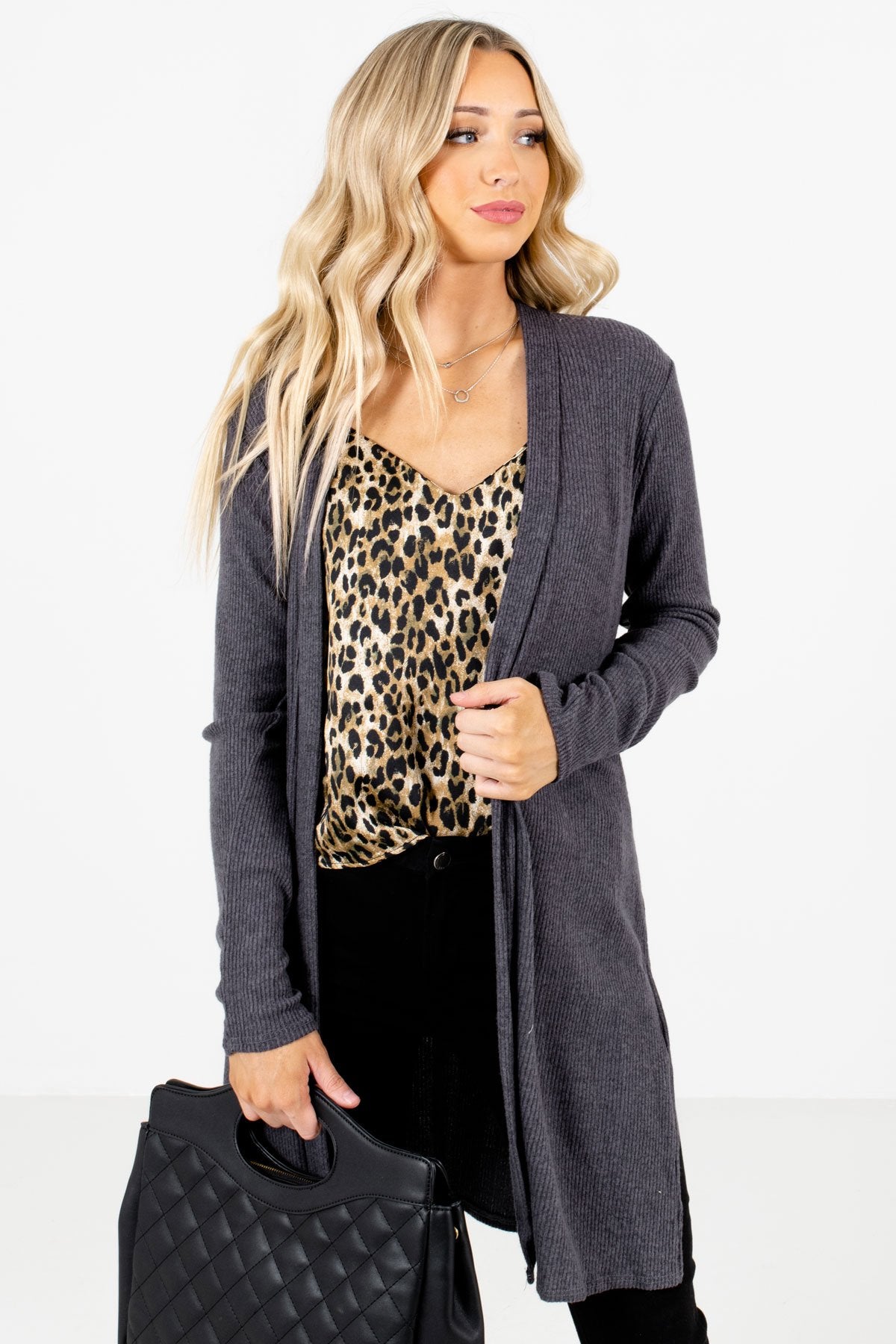 Charcoal Gray Cute and Comfortable Boutique Cardigans for Women