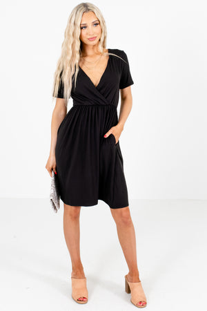 Black Boutique Mini Dresses with Pockets for Women