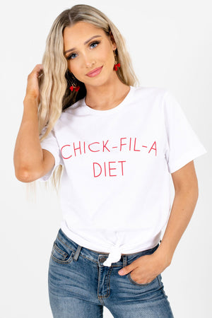 White Cute and Comfortable Boutique Graphic T-Shirts for Women