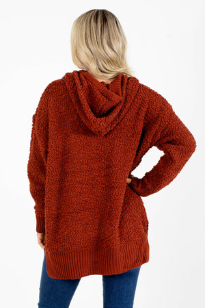 Women's Hooded Pullover in Rust