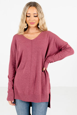 Purple V-Neckline Boutique Sweaters for Women