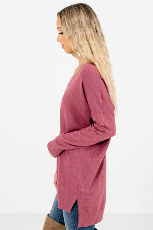 Purple Split High-Low Hem Boutique Sweaters for Women