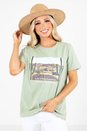Sage Green Desert Graphic Boutique Tees for Women