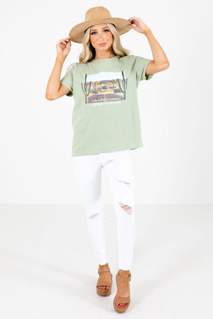 Green Cute and Comfortable Boutique Graphic T-Shirts for Women