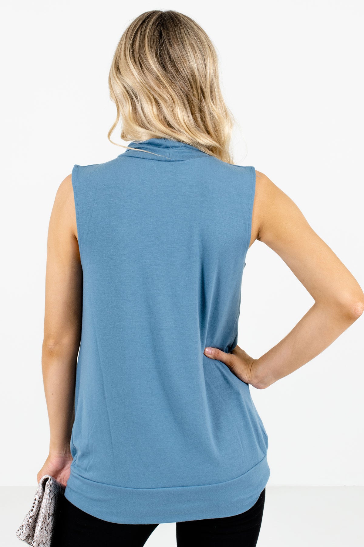 Women’s Blue Pleated Detailed Boutique Tank Top