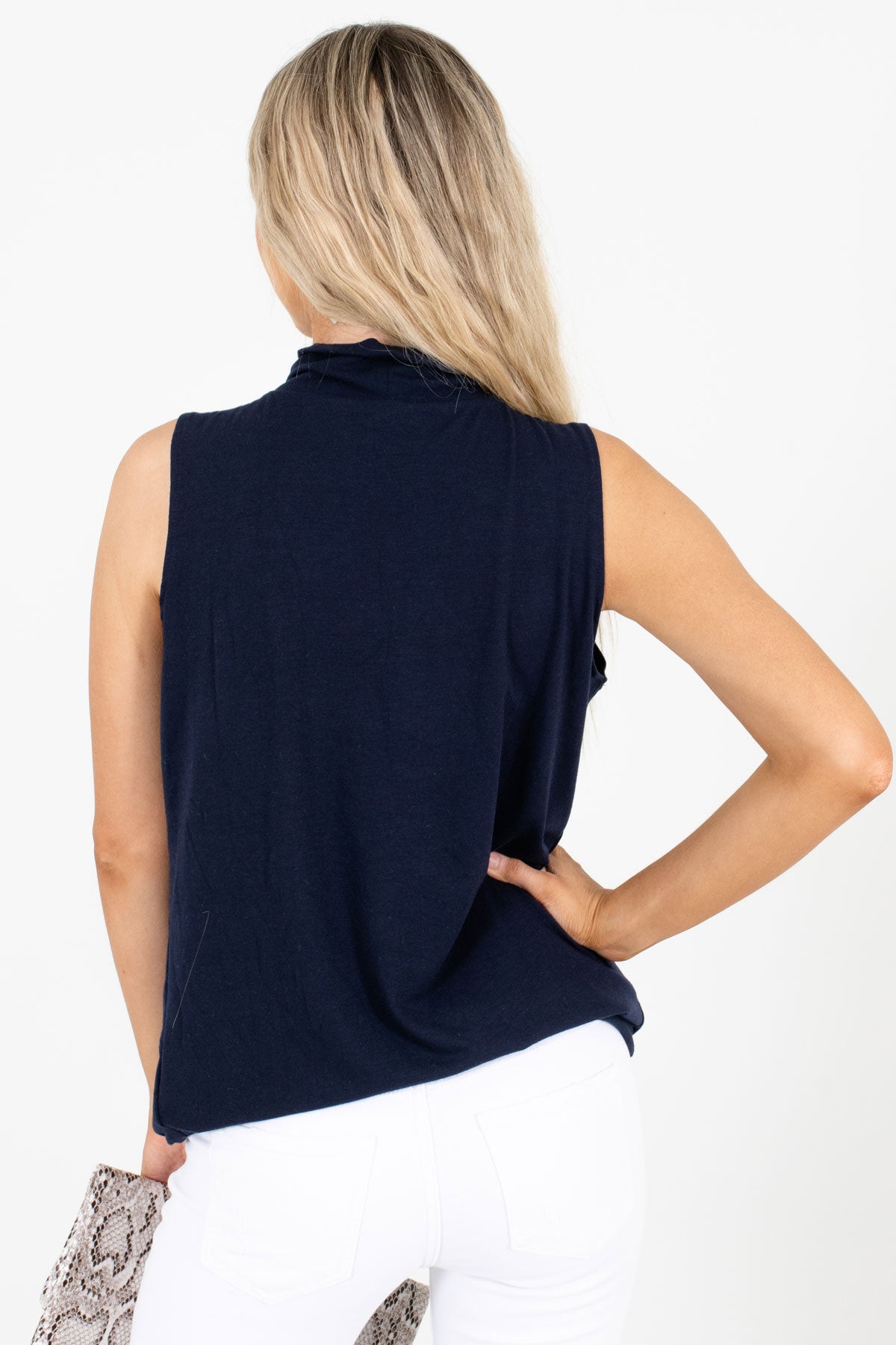 Women’s Blue Pleated Detailed Boutique Tank Top