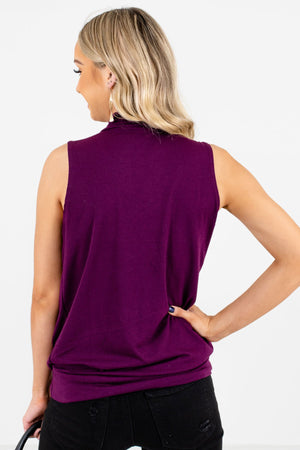 Women’s Purple Pleated Detailed Boutique Tank Top